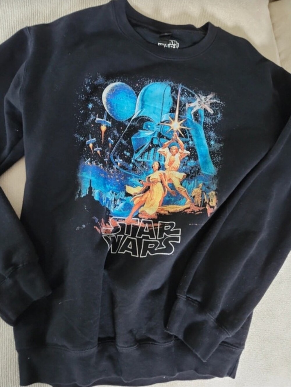 Star Wars Black Crewneck with Blue and Orange Graphic